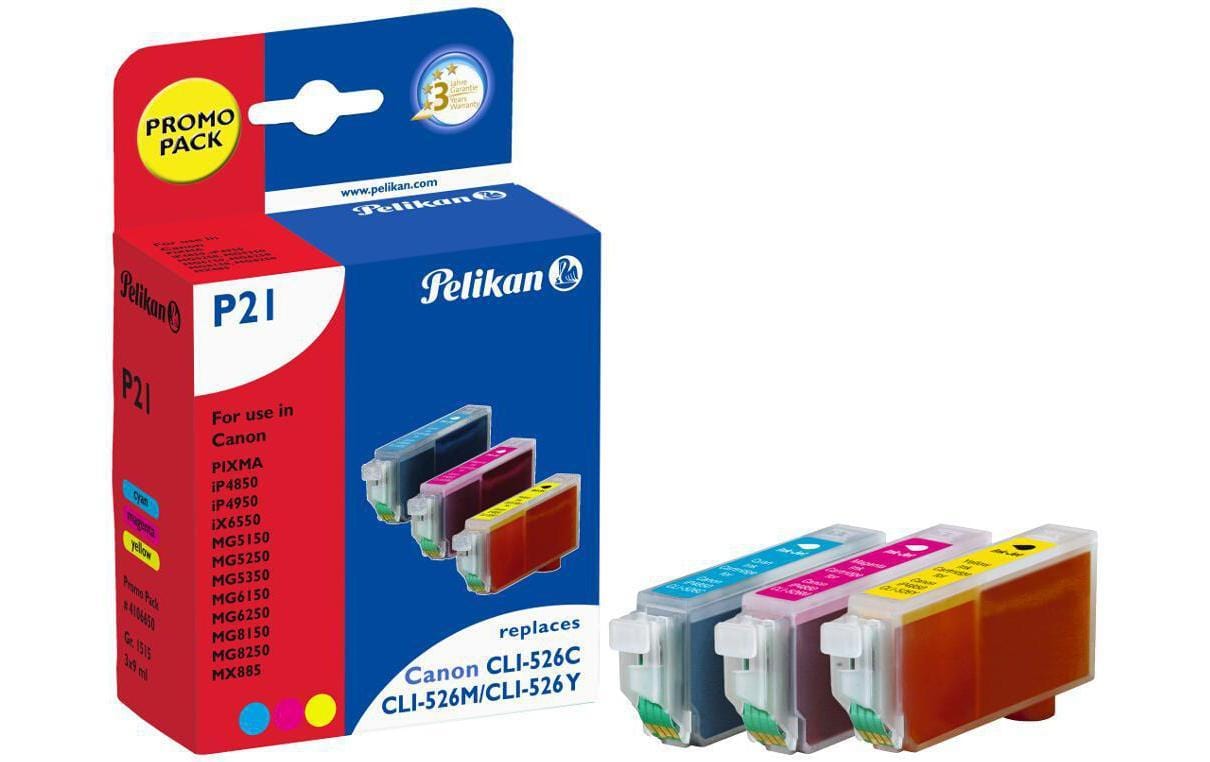 Pelikan Tintenset Canon CLI-526 C, M, Y - WERBE-WELT.SHOP