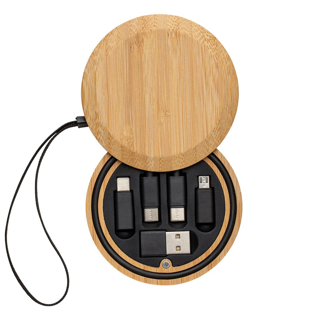 Top-Werbeartikel inklusive Lasergravur: 6-in-1 Ladekabel - CONVERTICS BAMBOO, Braun