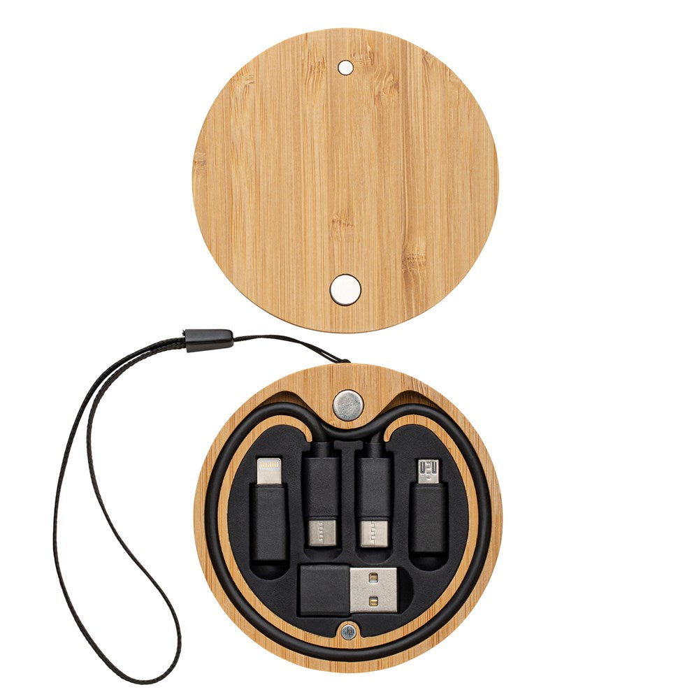 Top-Werbeartikel inklusive Lasergravur: 6-in-1 Ladekabel - CONVERTICS BAMBOO, Braun