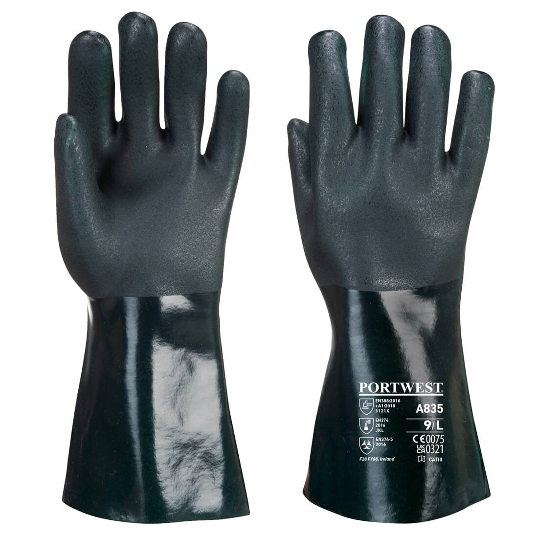 Doppelt Getauchter PVC Chmiekalienschutz-Handschuh Mit 35cm Stulpe
