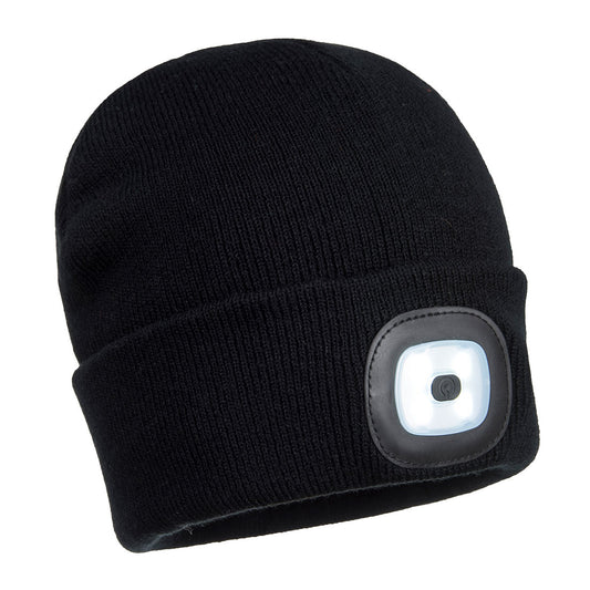 Beanie mit wiederaufladbaren LED - Leuchten vorn und hinten